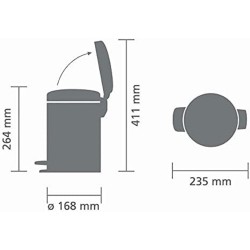 Brabantia NewIcon 3 L kanta, mat crna, 26.4x23.5x16.8 cm | Outlet BGD