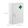 Beli Relaxdays metalni ormarić za lekove 32x21.5x8 cm sa zelenim krstom, bravom i dve police