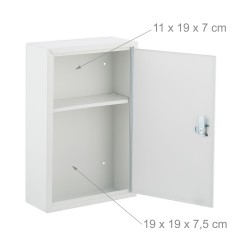 Beli Relaxdays metalni ormarić za lekove 32x21.5x8 cm sa zelenim krstom, bravom i dve police
