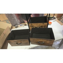 Vintidž podna polica, industrijski dizajn, MDF/metal/tkanina | Outlet BGD