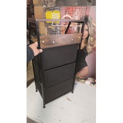 Vintidž podna polica, industrijski dizajn, MDF/metal/tkanina | Outlet BGD