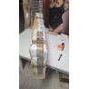 Leane M004 sklopivi trpezarijski sto u beton/beloj boji sa dve bočne ekstenzije za male prostore