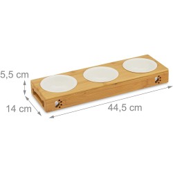 Relaxdays 3 činije sa postoljem, bambus/keramika, 44.5x5.5x14 | Outlet BGD
