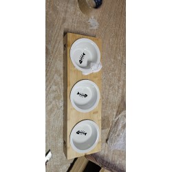 Relaxdays 3 činije sa postoljem, bambus/keramika, 44.5x5.5x14 | Outlet BGD