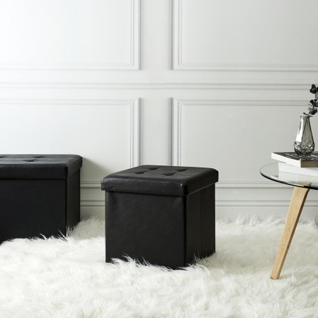 Home Deco sklopivi tabure sa prostorom za odlaganje, crna | Outlet BGD