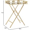 DKD Home Decor Crystal zlatni bočni stočić od metala i stakla sa tropskim dizajnom lista