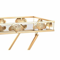 DKD Home Decor Crystal zlatni bočni stočić od metala i stakla sa tropskim dizajnom lista