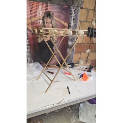 DKD Home Decor Crystal zlatni bočni stočić od metala i stakla sa tropskim dizajnom lista