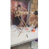 DKD Home Decor Crystal zlatni bočni stočić od metala i stakla sa tropskim dizajnom lista