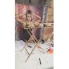 DKD Home Decor Crystal zlatni bočni stočić od metala i stakla sa tropskim dizajnom lista