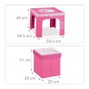 Relaxdays dečiji set za sedenje, MDF, poliester, pena, pink | Outlet BGD