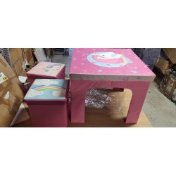 Relaxdays dečiji set za sedenje, MDF, poliester, pena, pink | Outlet BGD