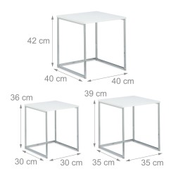 Relaxdays set od 3 klub stola, MDF/metal, bela | Outlet BGD