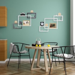 Relaxdays kockaste zidne police, MDF, crna, 48x70.5x10 cm | Outlet BGD