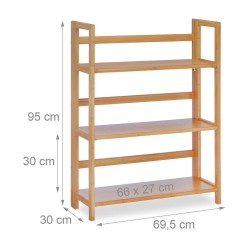 Relaxdays sklopiva bambus polica sa tri nivoa 95x69.5x30 cm za kupatilo, dnevnu sobu i balkon