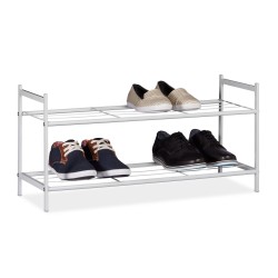 Relaxdays metalna polica za cipele, 2 nivoa, bela, 33.5x69.5x26cm | Outlet BGD
