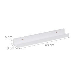 Relaxdays jednostavna zidna polica, MDF, bela, 5x48x8cm | Outlet BGD