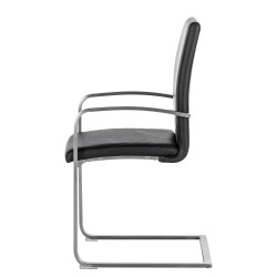 Fredriks Modern Living Augusta I set od dve crne stolice od prave kože sa rukonaslonima i izgrebanim metalnim ramom