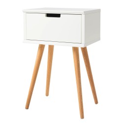 Noćni stočić Mitrana, bela, MDF/hrast, 40x62, 5x30 cm | Outlet BGD