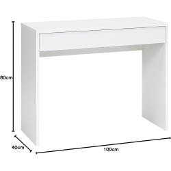 FMD Furniture Checker beli bočni sto sa fiokom, uskog dizajna, sa oštećenjima prikazanim na slikama uživo