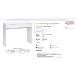 FMD Furniture Checker beli bočni sto sa fiokom, uskog dizajna, sa oštećenjima prikazanim na slikama uživo