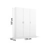 Alpsko beli trokrilni ormar Rauch Case sa klasičnim vratima dimenzija 135x197x54 cm i Texline unutrašnjim dekorom
