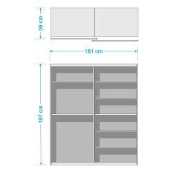 Rauch Steinheim orman, beton, 181x197x59 cm, 7 polica & dodaci | Outlet BGD