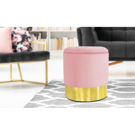 ALIENOR - plišani tabure roze - zlatno | Outlet BGD
