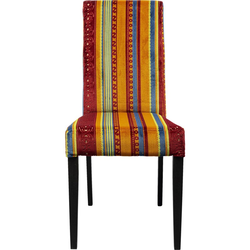 Kare Design Econo Very British tapacirana stolica sa šarenom tekstilnom presvlakom, crnim nogarima od bukve i visokim naslonom