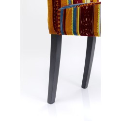 Kare Design Econo Very British tapacirana stolica sa šarenom tekstilnom presvlakom, crnim nogarima od bukve i visokim naslonom