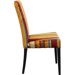 Kare Design Econo Very British tapacirana stolica sa šarenom tekstilnom presvlakom, crnim nogarima od bukve i visokim naslonom