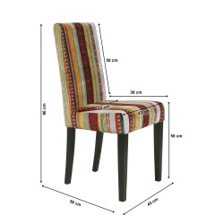 Kare Design Econo Very British tapacirana stolica sa šarenom tekstilnom presvlakom, crnim nogarima od bukve i visokim naslonom