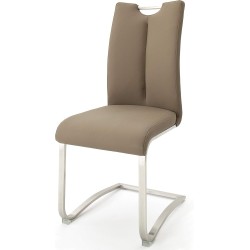 Stolica Artos, prava koža, brušeni čelik, cappuccino, 45x102x58 cm | Outlet BGD