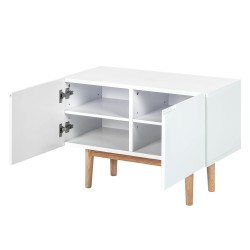 Lindholm cipelarnik/klupa, bela,nogari hrast masiv, 75x52x35 cm | Outlet BGD