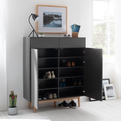 Lindholm komoda/cipelarnik, siva, MDF/hrast, 110x131.5x38cm | Outlet BGD