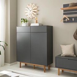Lindholm komoda/cipelarnik, siva, MDF/hrast, 110x131.5x38cm | Outlet BGD
