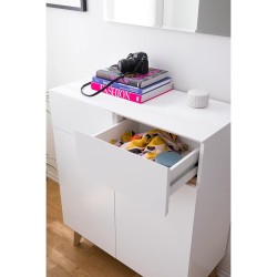 Tenabo komoda/cipelarnik, hrast masiv/MDF, bela, 85x101x40cm | Outlet BGD