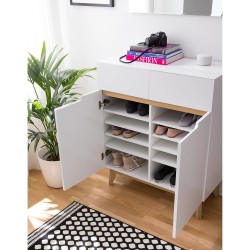 Tenabo komoda/cipelarnik, hrast masiv/MDF, bela, 85x101x40cm | Outlet BGD