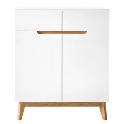 Tenabo komoda/cipelarnik, hrast masiv/MDF, bela, 85x101x40cm | Outlet BGD