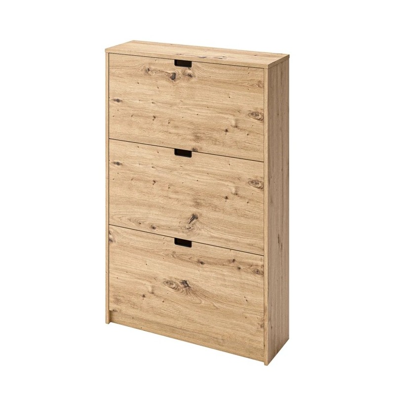 Cipelarnik Chazy II u dekoru hrasta sa 3 vrata i uskim korpusom dimenzija 79 x 124 x 25 cm