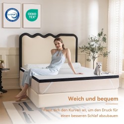 Amazon Basics urolani beli naddušek od memorijske pene sa skidajućom navlakom dimenzija 90x200 cm