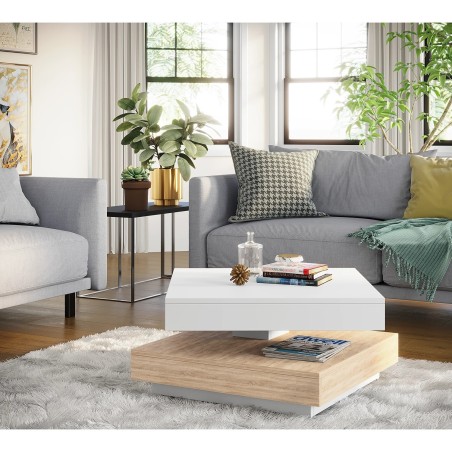 Dyan klub sto, bela/Sonoma hrast, 67x35x67 cm | Outlet BGD