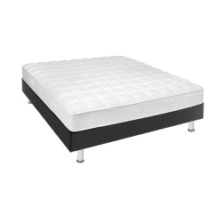 Deco ram kreveta sa letvicama, veštačka koža, crna, 180x200cm | Outlet BGD