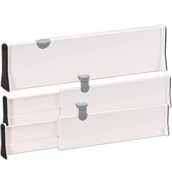 Set od 3 podesive pregrade za fioku, 38 - 54cm, bela | Outlet BGD