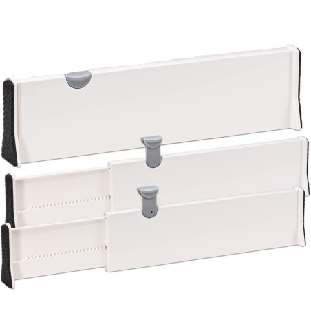 Set od 3 podesive pregrade za fioku, 38 - 54cm, bela | Outlet BGD
