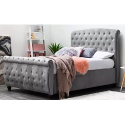Sivi Hampton tapacirani ram kreveta za dušek 150x190 cm sa česterfild uzglavljem outlet