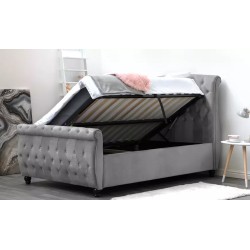 Sivi Hampton tapacirani ram kreveta za dušek 150x190 cm sa česterfild uzglavljem outlet