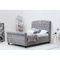 Sivi Hampton tapacirani ram kreveta za dušek 150x190 cm sa česterfild uzglavljem outlet
