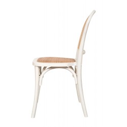 Biscottini bela Thonet stolica od masiva jasena sa pletenim ratan sedištem u vintage bistro stilu