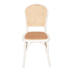 Biscottini bela Thonet stolica od masiva jasena sa pletenim ratan sedištem u vintage bistro stilu